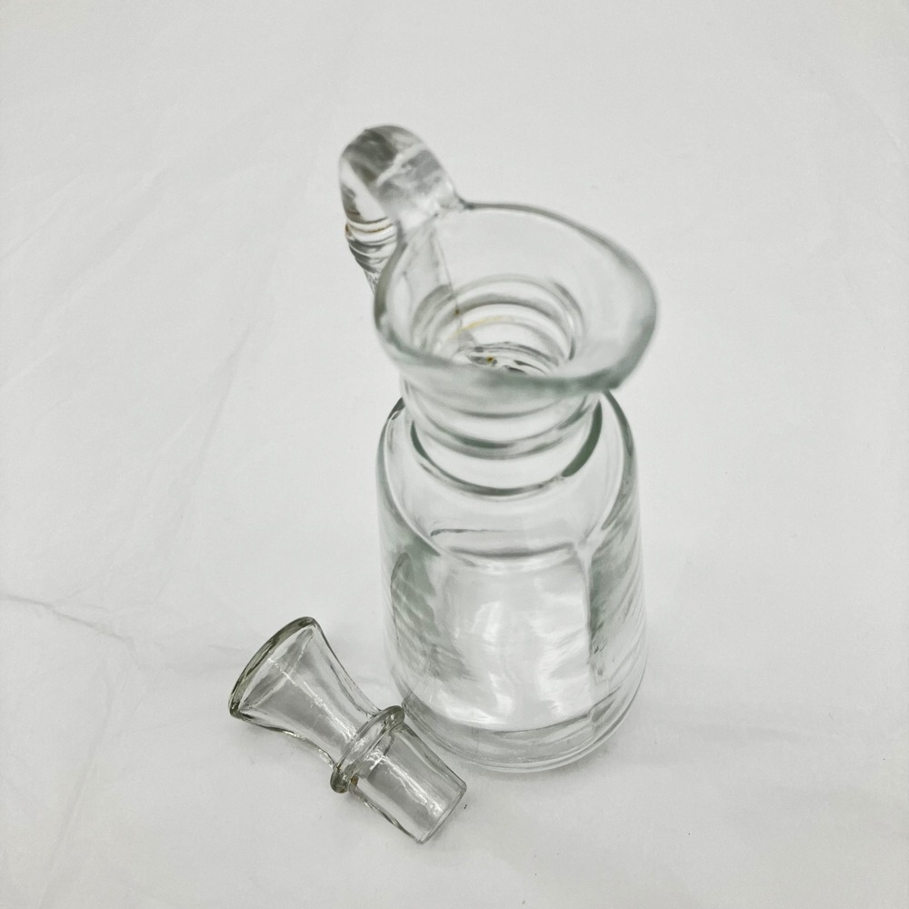 Anchor Hocking Glass Cruet Vintage 6in Clear Glass Stopper Handle